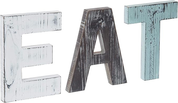 MyGift Rustic Country Farmhouse Multicolor Cutout Wooden EAT Block Letters, Wall-Mounted Decorati... | Amazon (US)