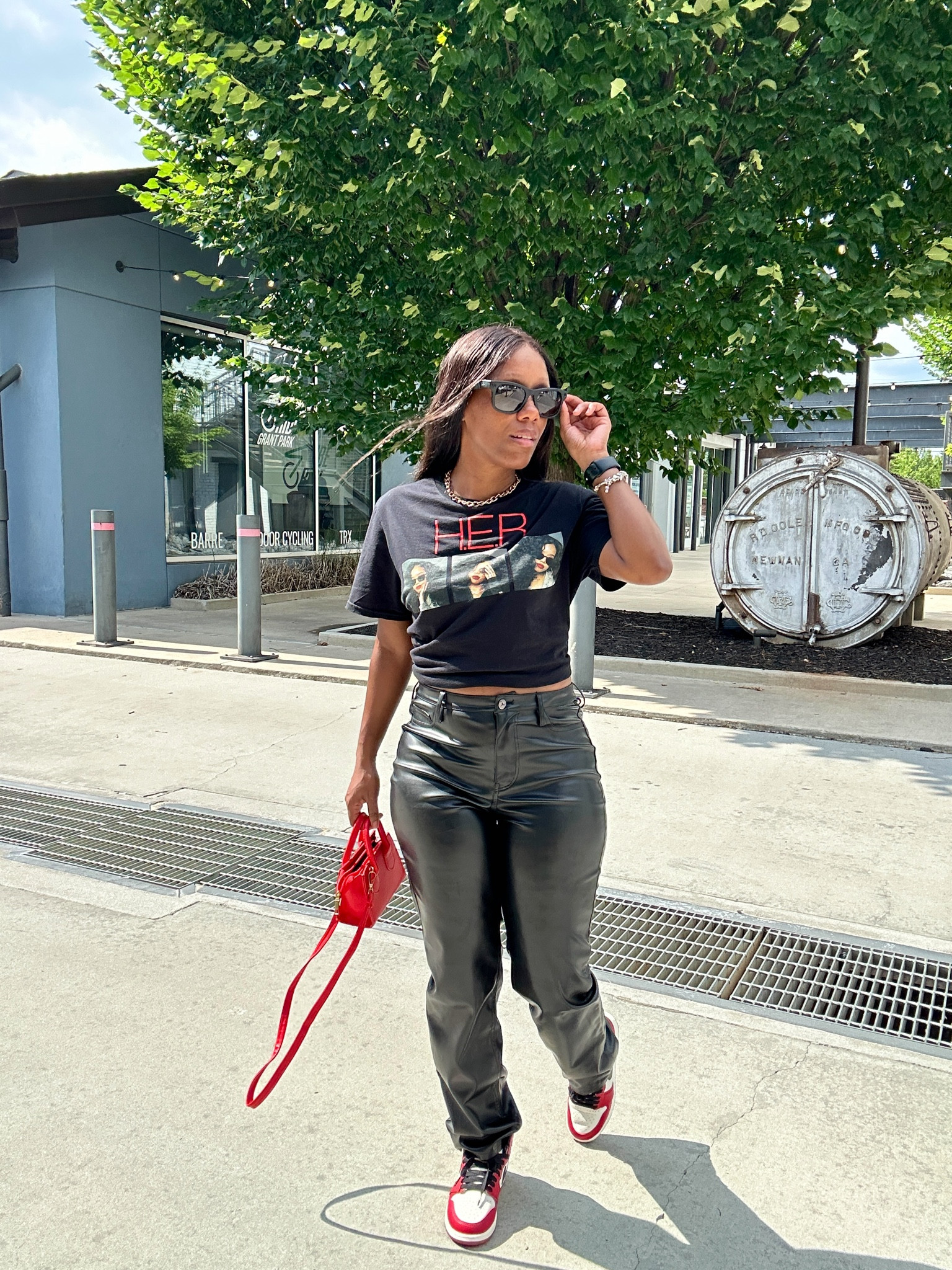 Black graphic tee and faux leather pants outfit.

#LTKStyleTip #LTKSummerSales #LTKFindsUnder100