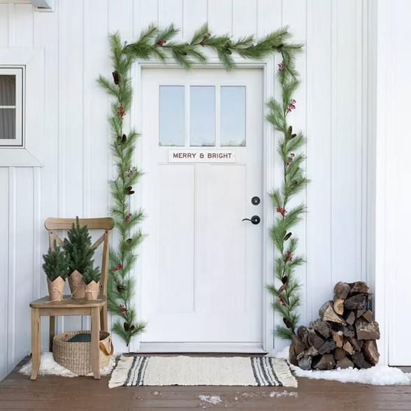 72" Faux Pine Garland with Red Berries - Hearth & Hand™ with Magnolia | Target
