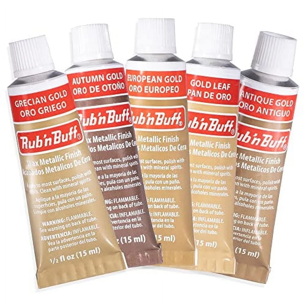 AMACO Rub N Buff Wax Metallic Finish Gold Kit - Antique Gold Autumn Gold European Gold Gold Leaf ... | Walmart (US)