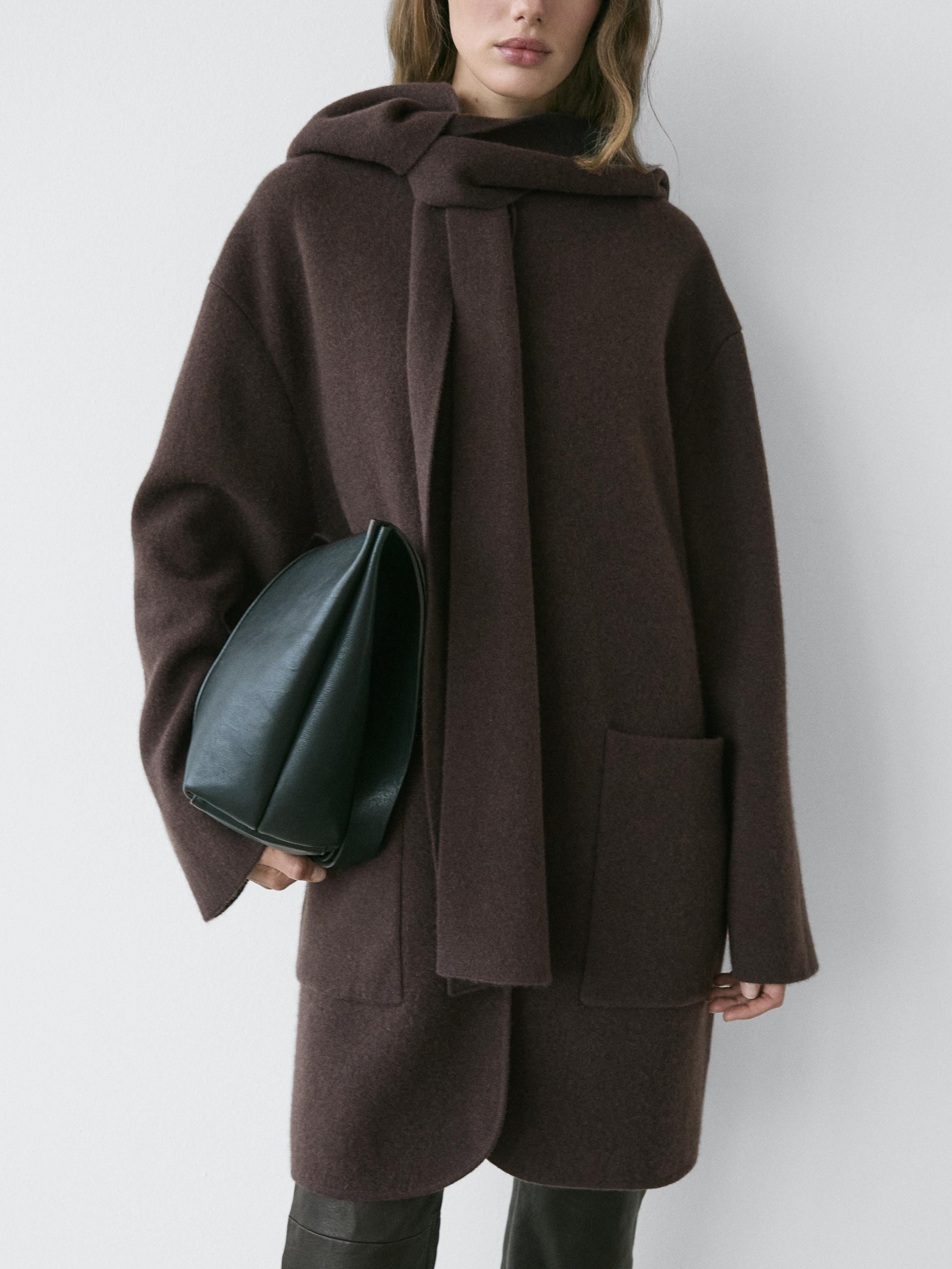 Long jacket with scarf hood detail | Massimo Dutti UK