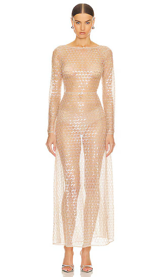 Aura Embellished Maxi Dress in Nude | Revolve Clothing (Global)