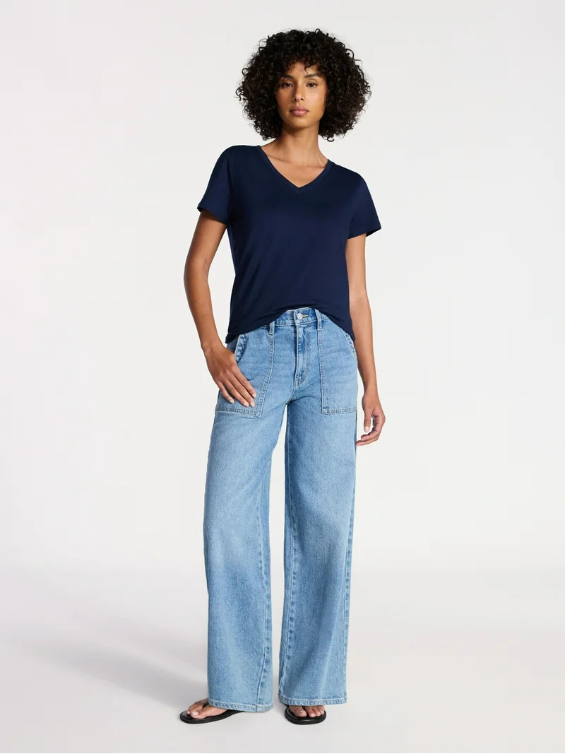 Time and Tru Women's Wide Leg Utility Trousers, 31" Inseam, Sizes 0-20 | Walmart (US)