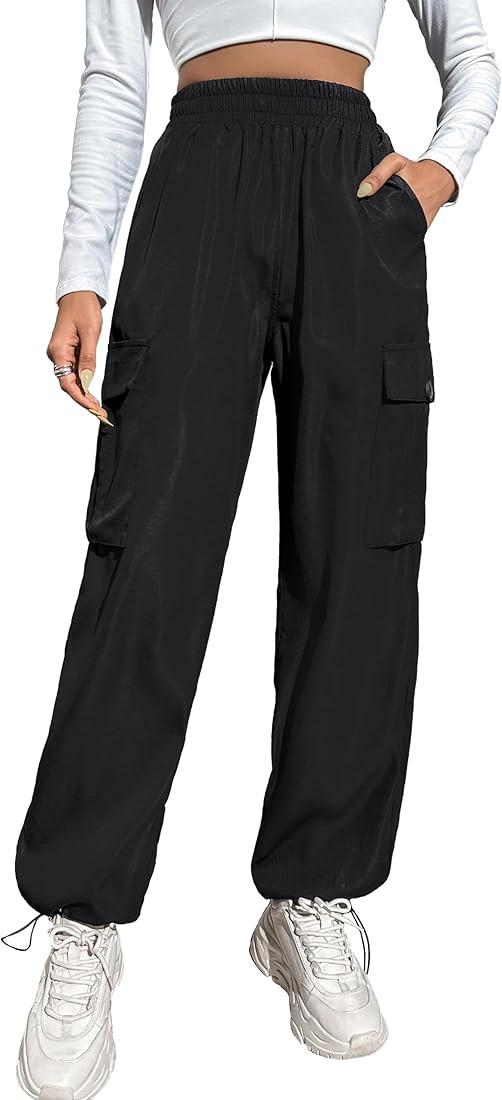 Womens Cargo Pants Wide Leg Hiking Pants Y2K High Waisted Baggy Pants Parachute Trendy Pants with... | Amazon (US)
