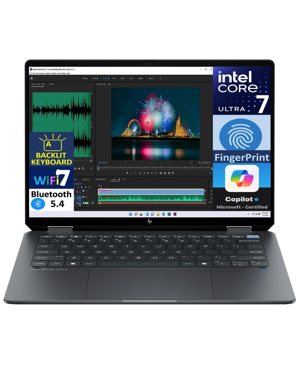 Hp OmniBook Ultra Flip 2-in-1 Laptop 14.0" 2.8K Display (Intel Ultra 7-256V, 16GB LPDDR5, 2TB PCIe Ssd,Fp, 2 TB4, WiFi 7, Win 11 Home) | Macy's