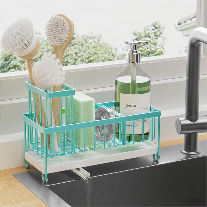 Cisily Sponge Holder for Kitchen Sink, Sink Caddy Organizer with High Brush Holder, Kitchen Count... | Amazon (US)
