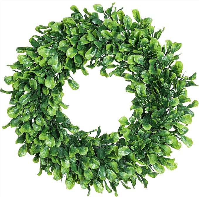 Lvydec 15" Boxwood Wreath - Artificial Green Leaves Wreath for Front Door, Wall, Window & Party D... | Amazon (US)