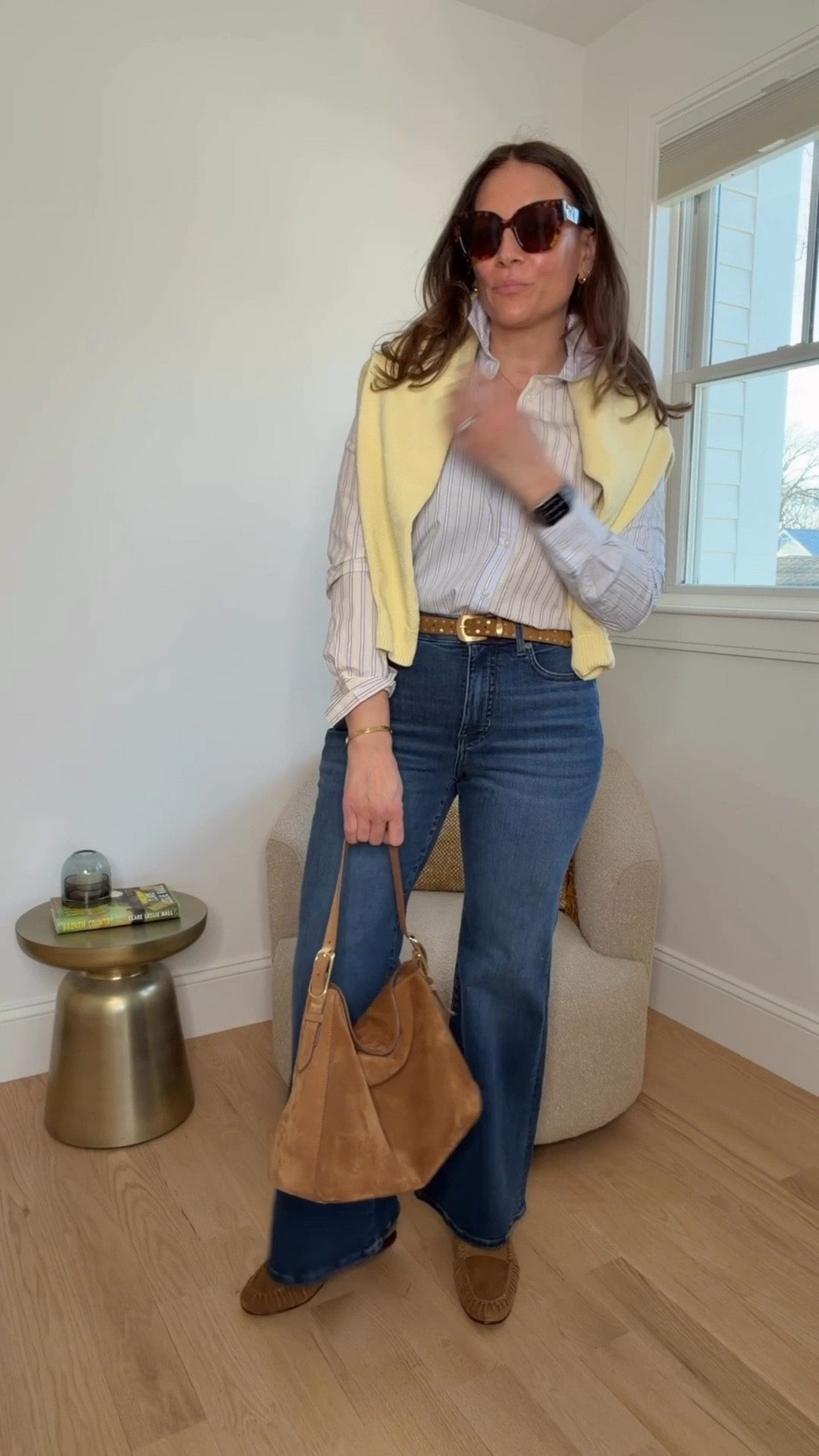 A little nod to the 70s with the most comfortable player of flare jeans and a cute futon button down a couple of my most favorite accessories and a comfortable pair of loafers that I will be living in.  ￼ The jeans run a little bit big but I’m wearing a size 29.

#LTKSaleAlert #LTKOver40 #LTKgrwm