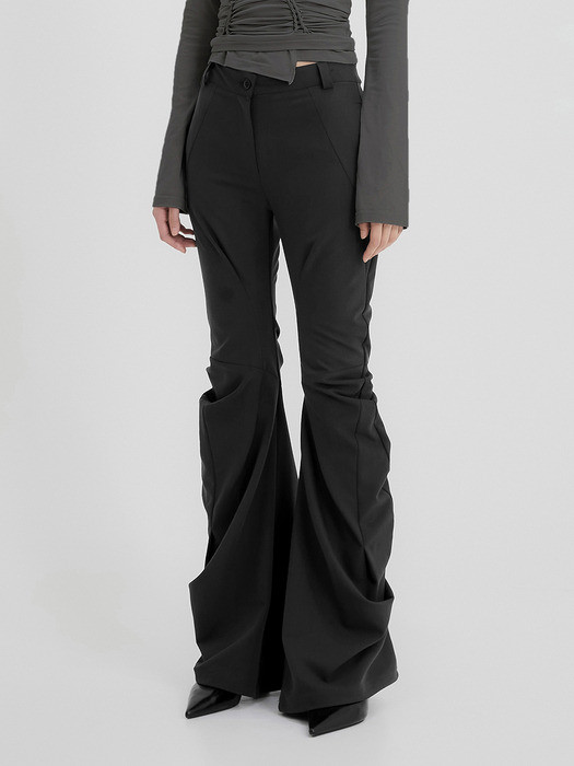 Asymmetrical Drape Pants (FL-245_Black) | (주)더블유컨셉코리아/W Concept(KR)