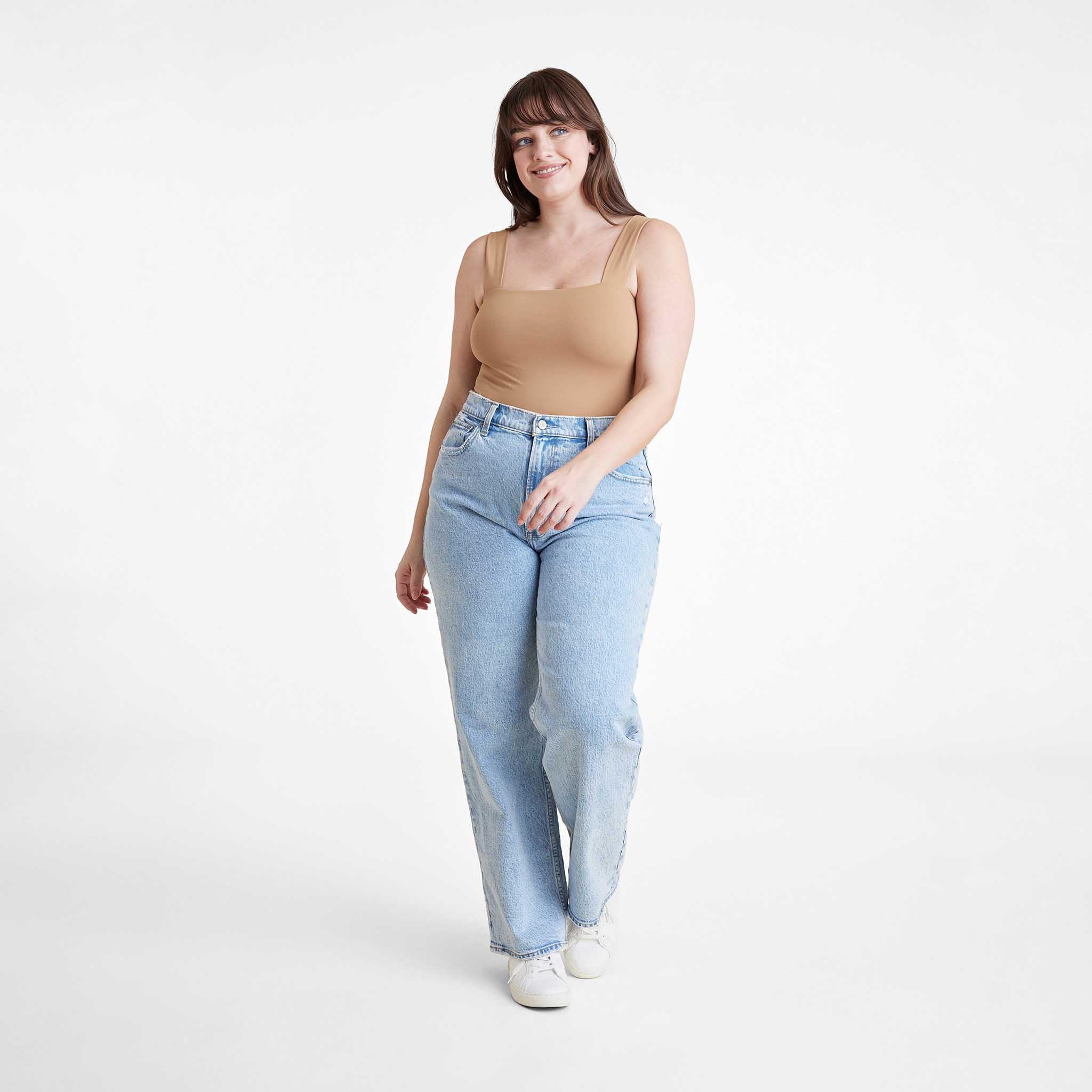 Square Neck Tank Bodysuit | Cinnamon | Nuuds US