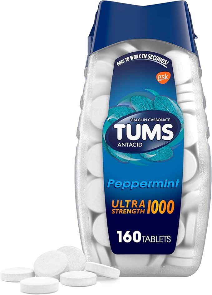 TUMS Ultra Strength Chewable Antacid Tablets for Heartburn Relief, Peppermint - 160 Count | Amazon (US)