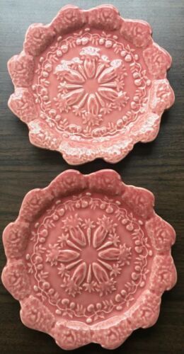 Bordallo Pinheiro  Rabbit Pink Set Of 2 Accent Salad Plates. Excellent Condition  | eBay | eBay US