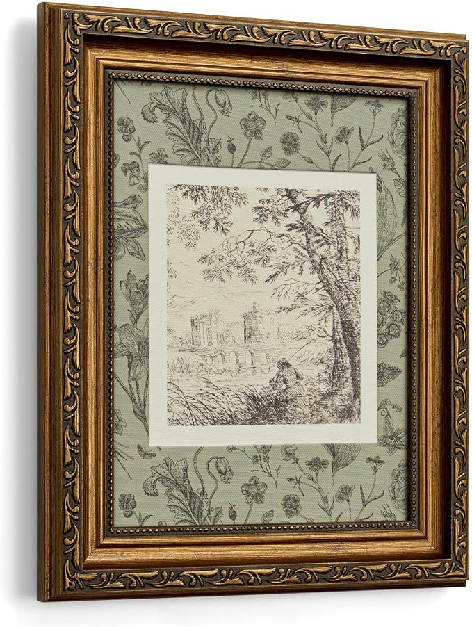 Vintage Gold Framed Wall Art Landscape Sketch Painting Canvas Print, 9x11 | Amazon (US)