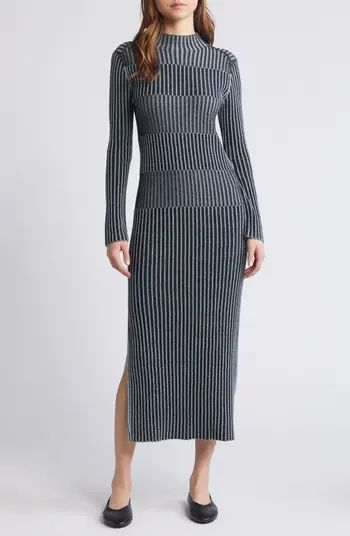 COS Stripe Long Sleeve Mock Neck Rib Sweater Dress | Nordstrom | Nordstrom