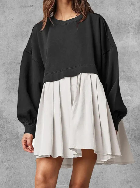Crew Neck Pleated Dress | Sexy Modest
