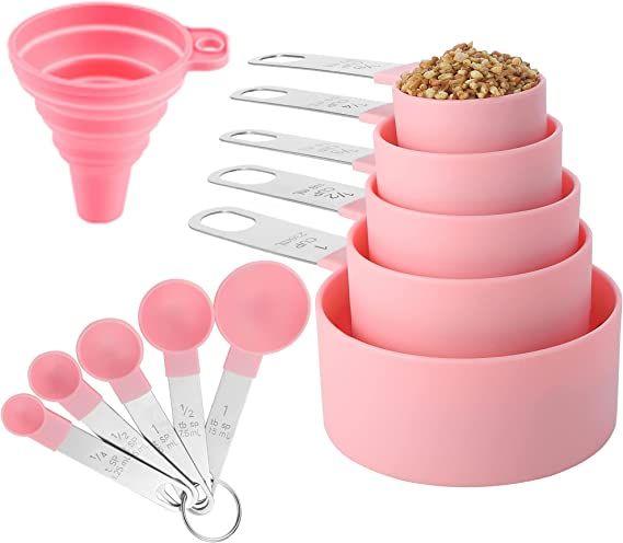 Measuring Cups and Spoons Set of Huygens Kitchen Gadgets 10 Pieces, Stackable Stainless Steel Han... | Amazon (US)