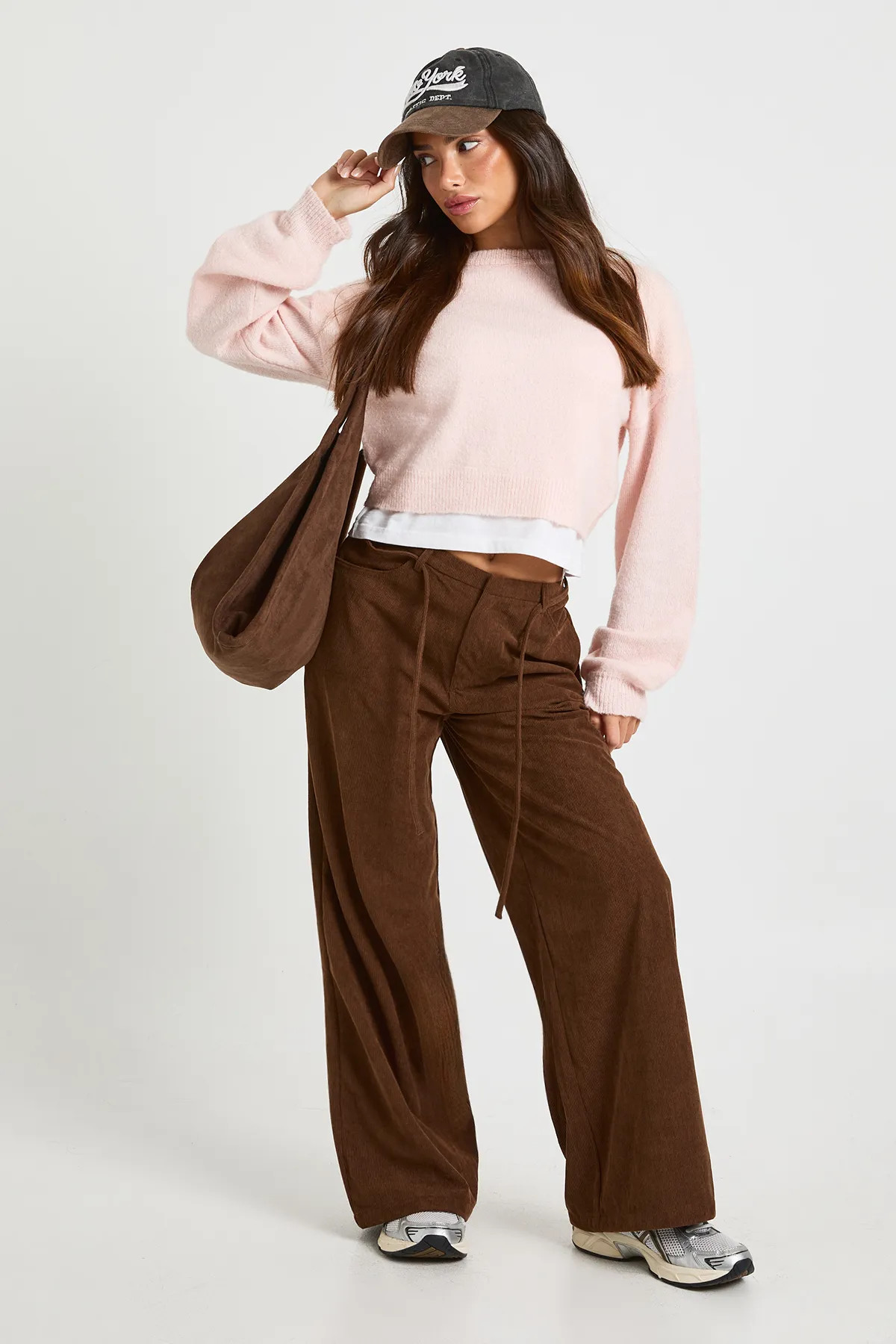 Petite Cord Tie Waist Wide Leg Trouser | Boohoo.com (UK & IE)