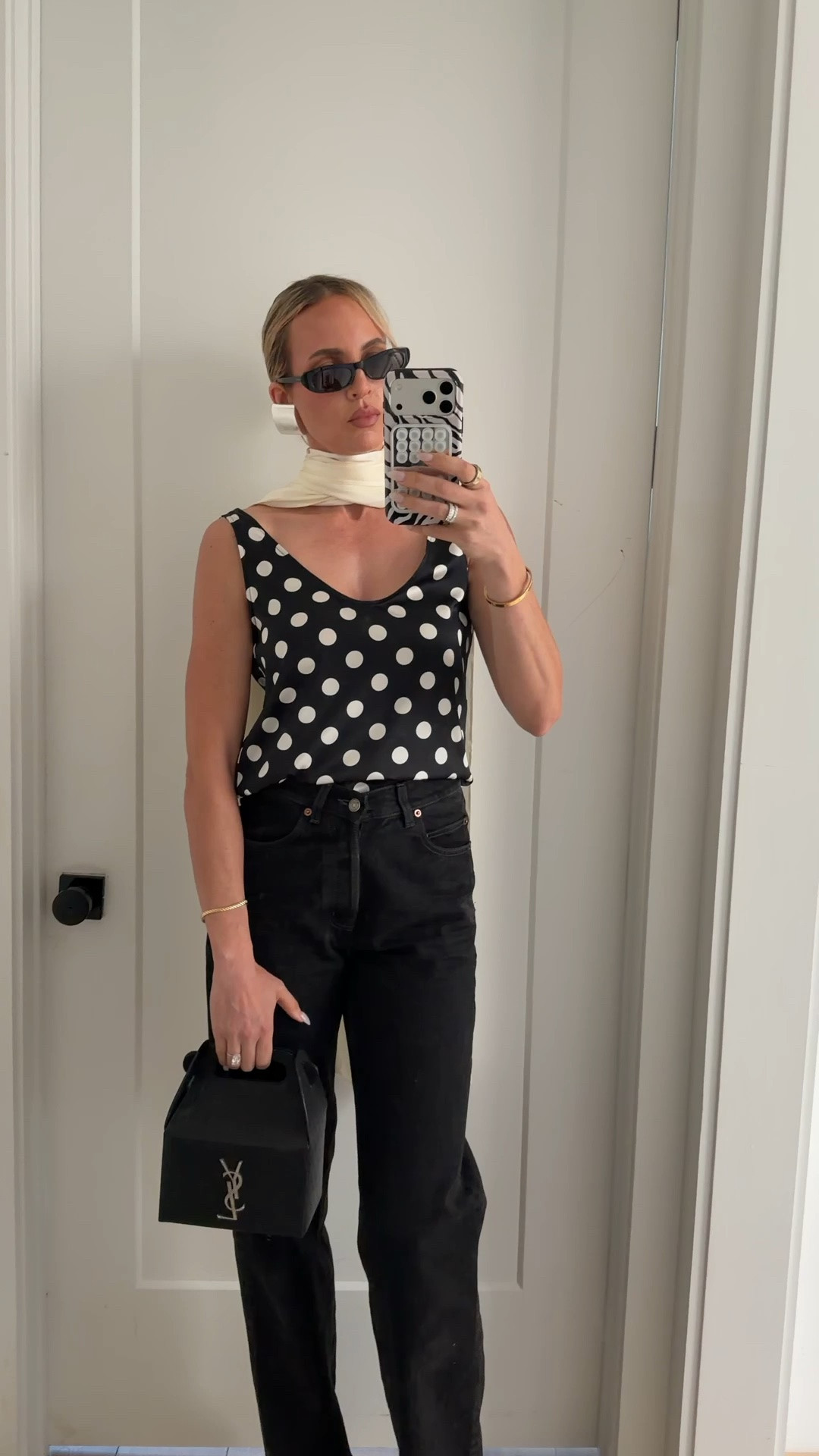 Wearing a small in the top. My scarf is from helsa and sadly sold out but I linked some similar ones below. Jeans are stupid expensive but worth the investment IMO. They run tts and their tall girl friendly. I’m 5’10 ￼￼

#LTKootd #LTKgrwm #LTKTall