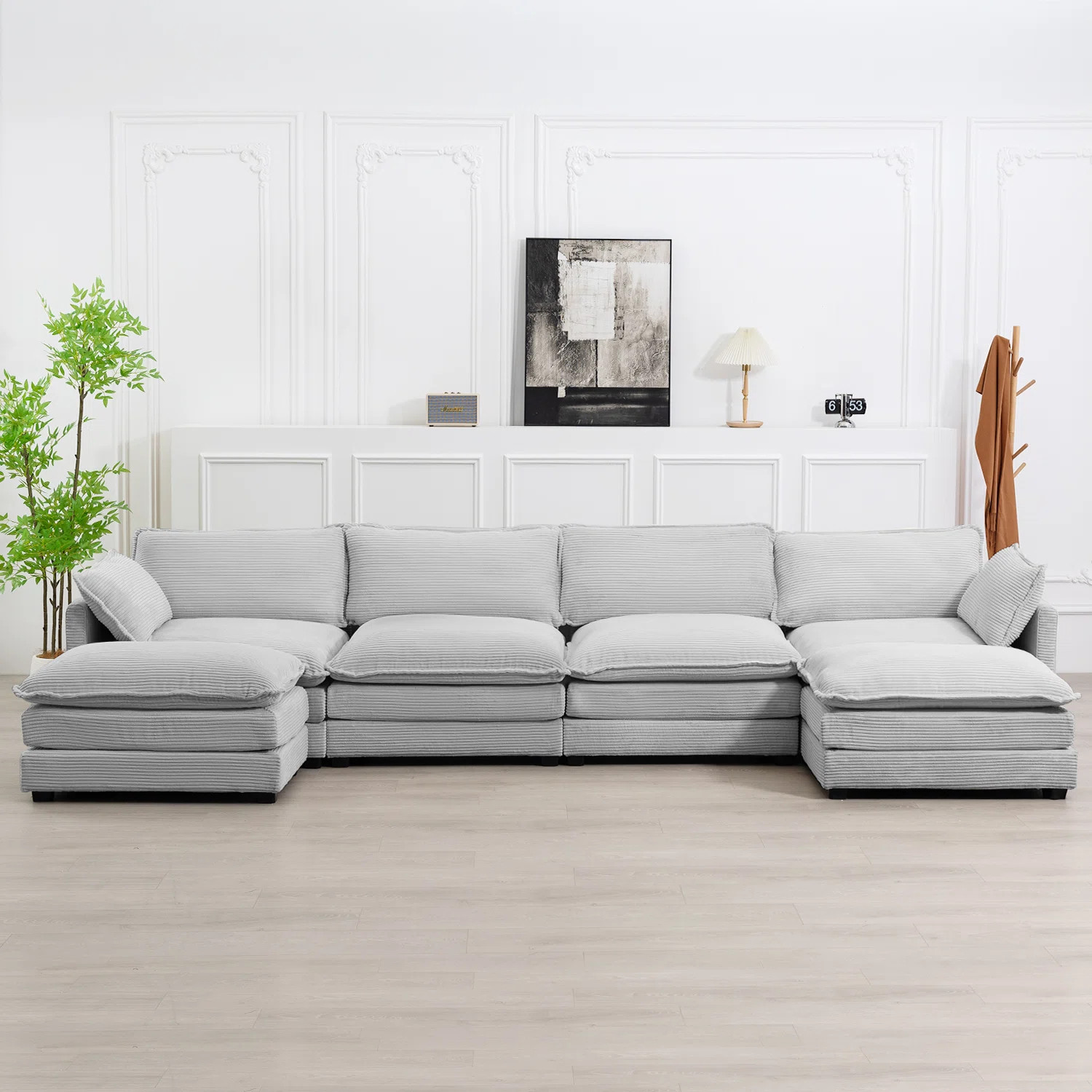 Ebern Designs Redenius 6-Piece 148'' Upholstered Corduroy U-Shape Sectional & Reviews | Wayfair | Wayfair North America