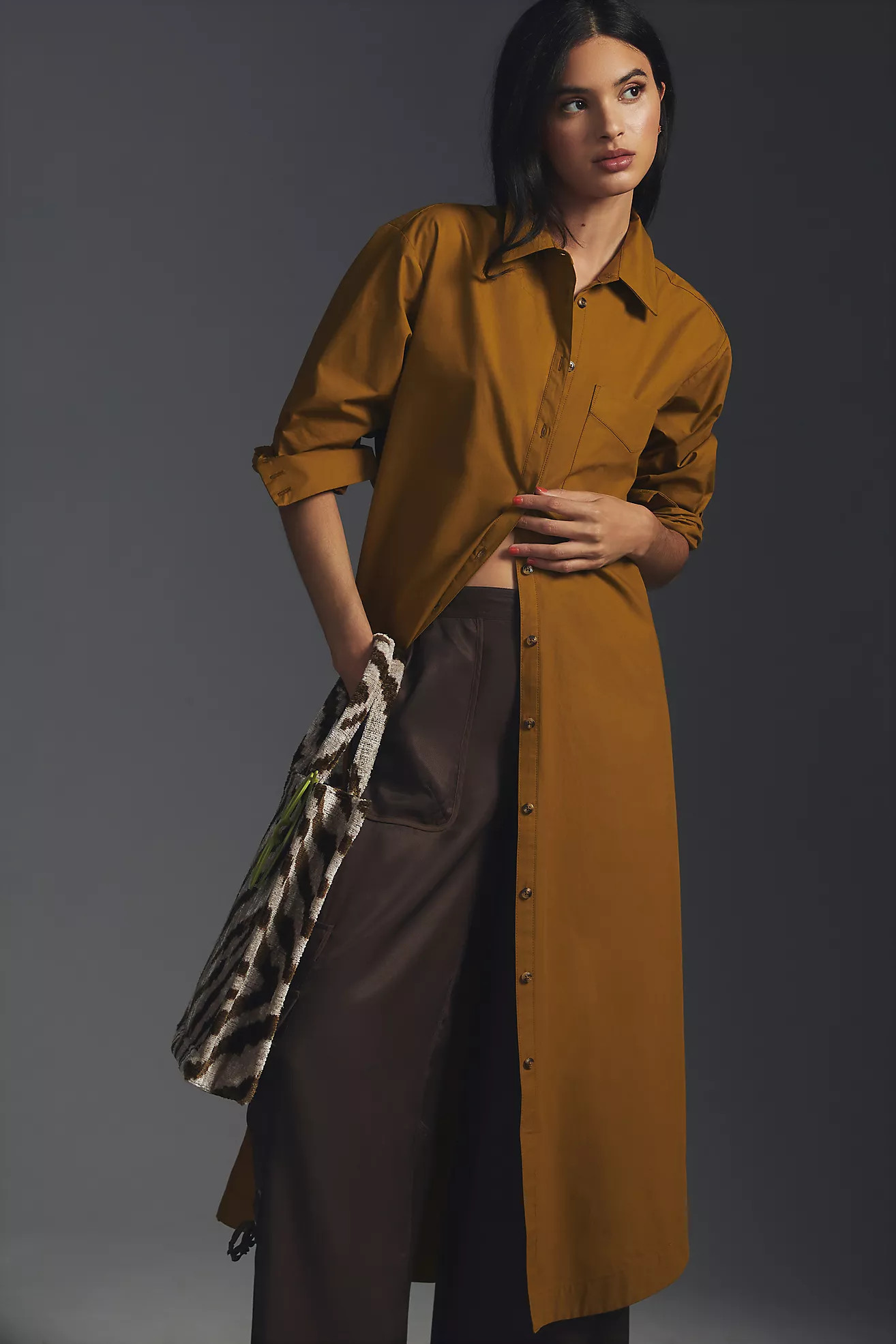 Maeve Long-Sleeve Shirt Dress | Anthropologie (US)