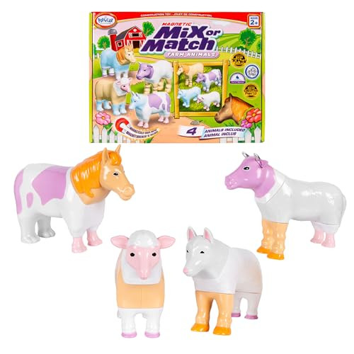 POPULAR PLAYTHINGS Magnetic Animals for Toddlers 1-3, Mix or Match Animal Toys, Set of 4 Gift for Kids - Pastel Farm Animals | Amazon (US)