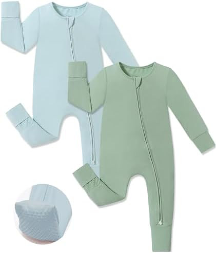 JunNeng Viscose from Bamboo Sleeper with Mittens, 2 Way Zipper Baby Boy Pajamas, Non Slip Sleep'N... | Amazon (US)