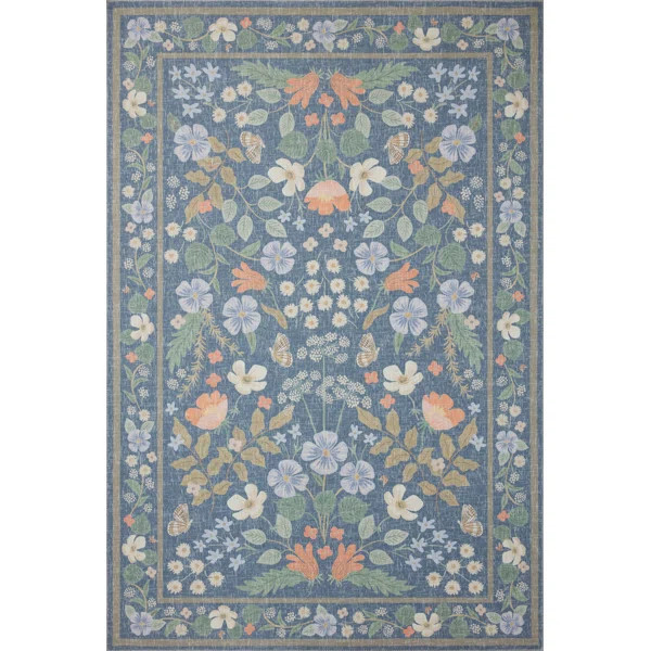 Rifle Paper Co. x Loloi Cotswolds COT-03 Willow Indigo Rug | Wayfair North America