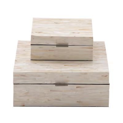 Grayson Lane  Rectangular Off-White Wood and Pearl Decorative Box set of 2: 8-in 12-in | Lowe's