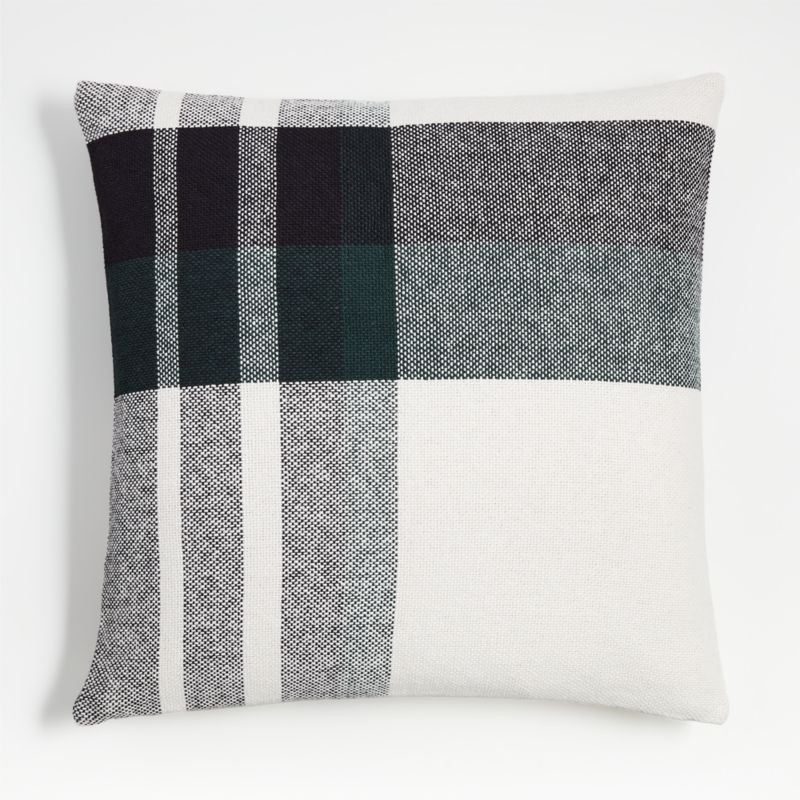 Spruce Green Organic Holiday Plaid 23"x23" Throw Pillow with Down-Alternative Insert + Reviews | ... | Crate & Barrel