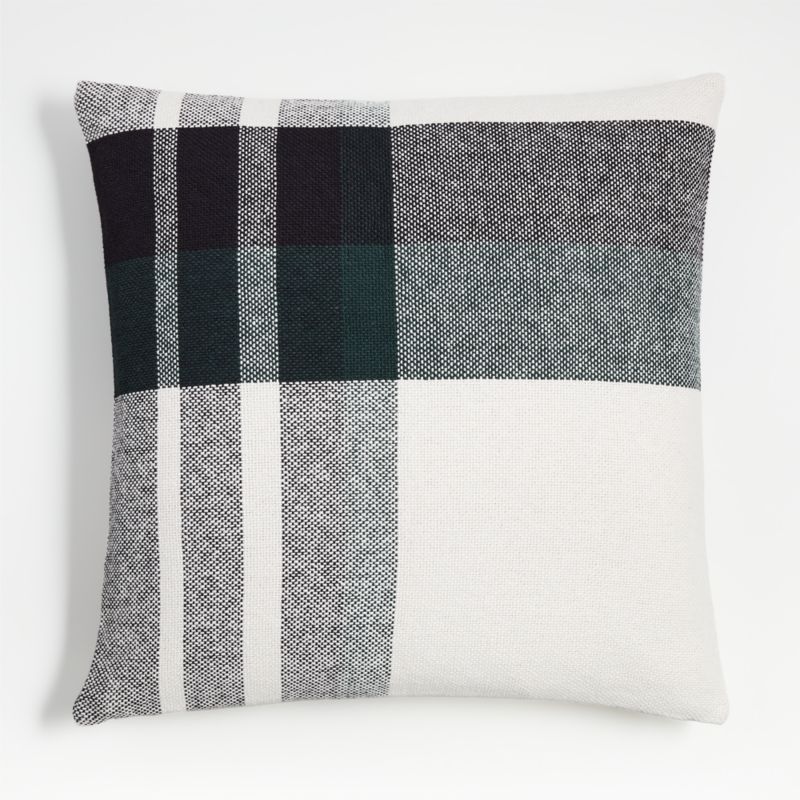 Spruce Green Organic Plaid 23"x23" Holiday Decorative Throw Pillow Cover | Crate & Barrel | Crate & Barrel