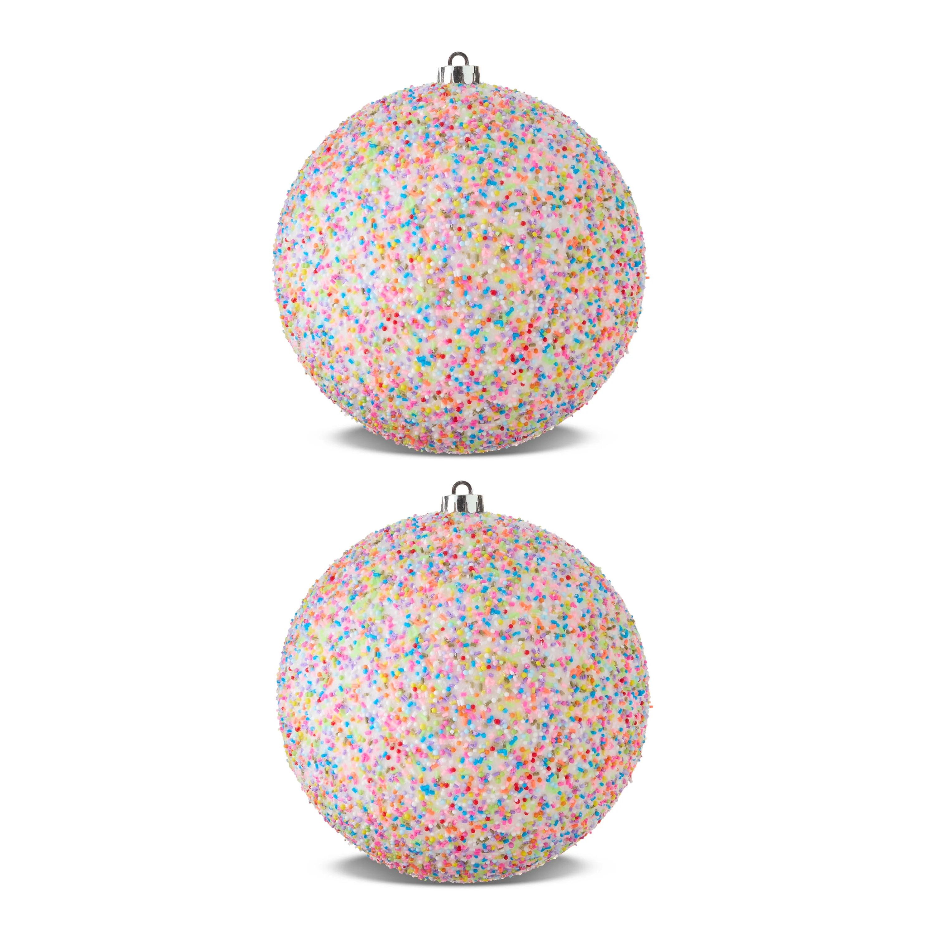 2-Count White Glitter Jumbo Christmas Shatterproof Ornaments with Colorful Beads, 7.87 in, by Hol... | Walmart (US)