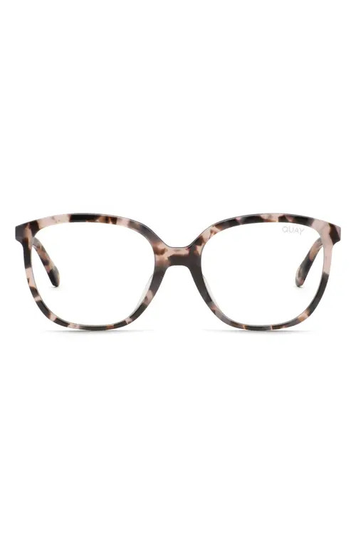 QUAY Call Me 47mm Small Square Blue Light Blocking Glasses in Milky Tortoise/Clear Blue at Nordstrom | Nordstrom