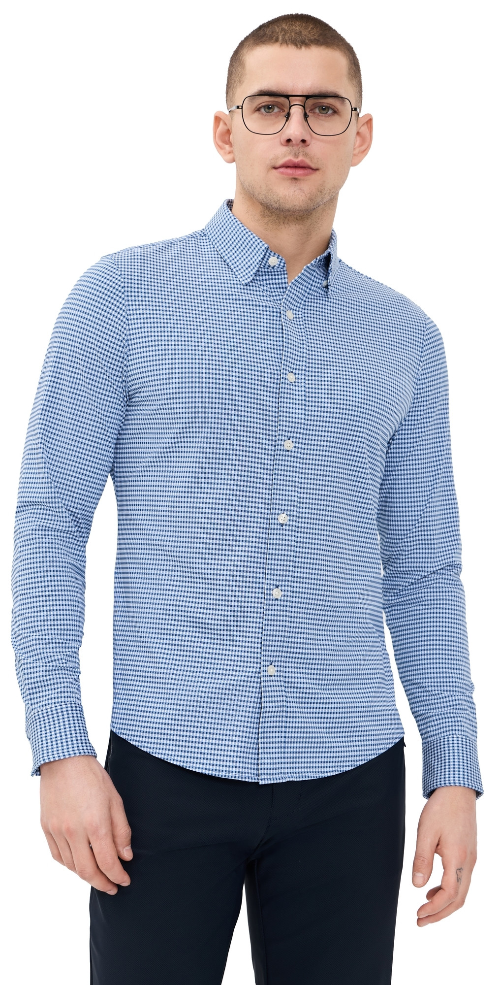 Rhone Commuter Slim Fit Shirt Navy Gingham L | Shopbop