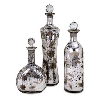 Madison Etched Mercury Glass Lidded Bottles - Set of 3 | Bed Bath & Beyond