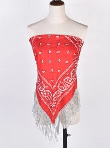 Rhinestone Tassel Decor Paisley Pattern Bandana SKU: sc2212319706502389(100+ Reviews)$3.00$3.60-1... | SHEIN