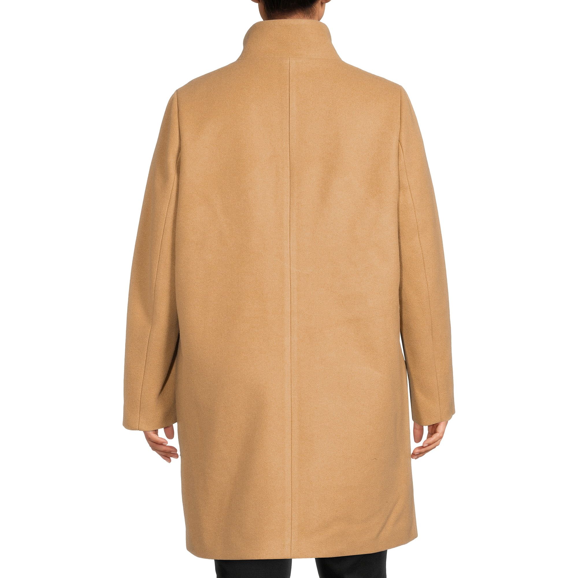 Time and Tru Women’s Faux Wool Funnel Neck Coat | Walmart (US)