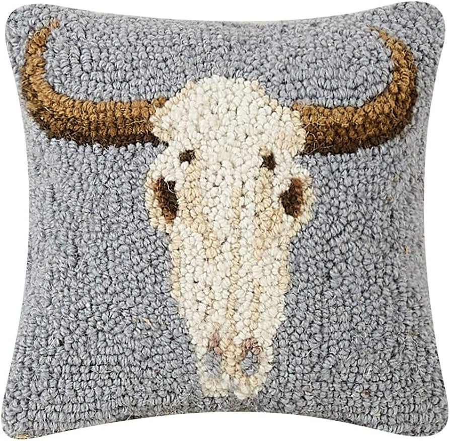 Peking Handicraft 30TG530C08SQ Blown Filled Hook Pillow, 8-inch Square, Wool and Cotton (Cow Skul... | Amazon (US)