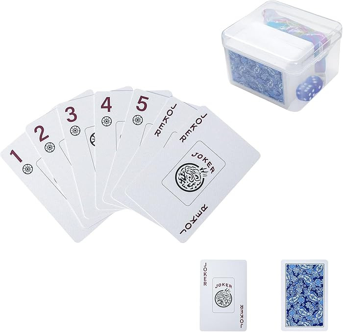 178-Piece Mahjong Playing Cards (Blue) – American & Chinese Style, Includes Storage Box, Dice, ... | Amazon (US)