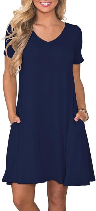 lionstill Women's Casual T Shirt Dress Summer Short Sleeve Swing Dresses with Pockets | Amazon (US)