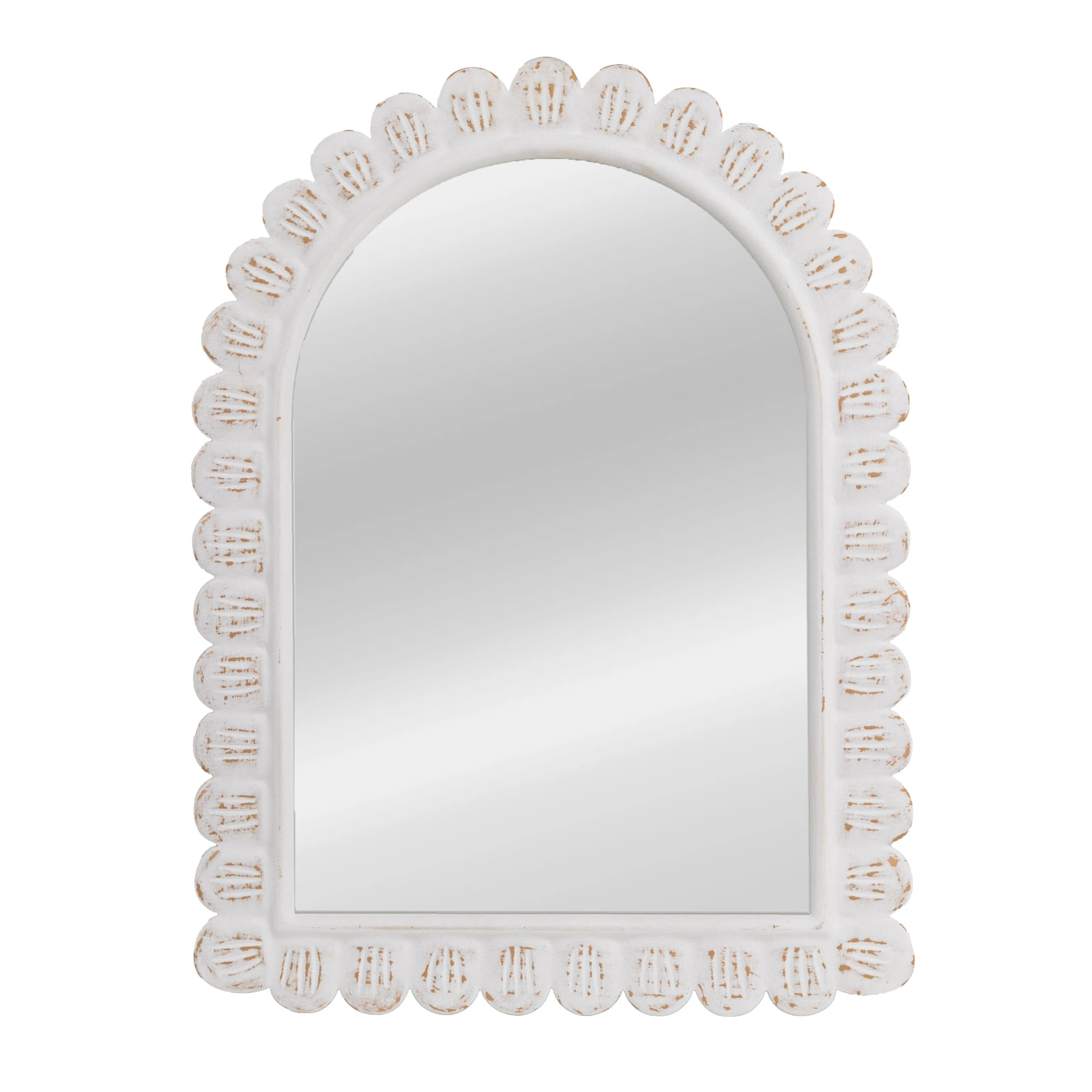 August Grove® Arched Raised Scallop Pattern Wood Wall Mirror | Wayfair | Wayfair North America