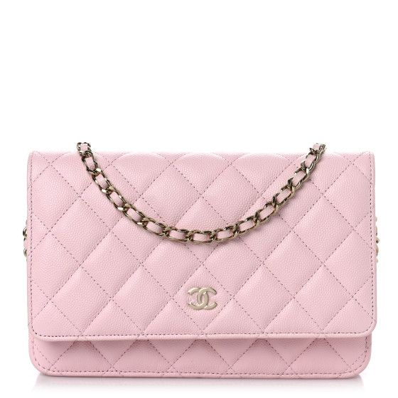 Caviar Quilted Wallet on Chain WOC Light Pink | FASHIONPHILE (US)