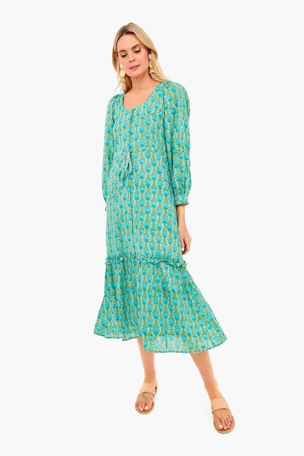 Frida Blue Green Lucy Long Sleeve Dress | India Collection by Emerson Fry | Tuckernuck (US)