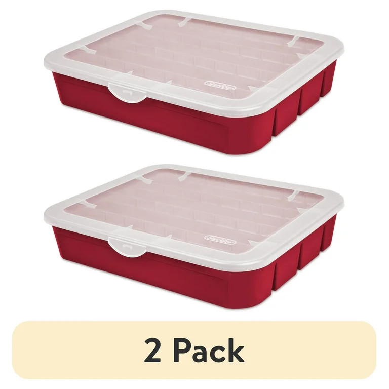 (2 pack) Sterilite Adjustable Ornament Box, Stackable Christmas Storage Bin with Lid, Dividers Cr... | Walmart (US)