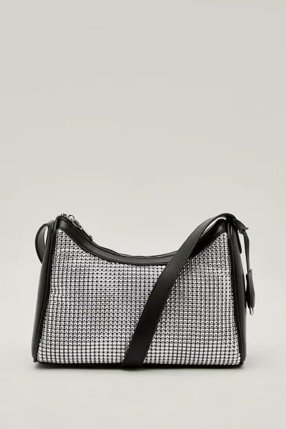 Faux Leather Diamante Detail Shoulder Bag | Nasty Gal (US)