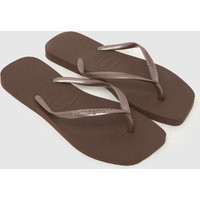 Havaianas Slim Square Flip Sandals in Dark Brown, Size: 8 (EU 43) | Schuh