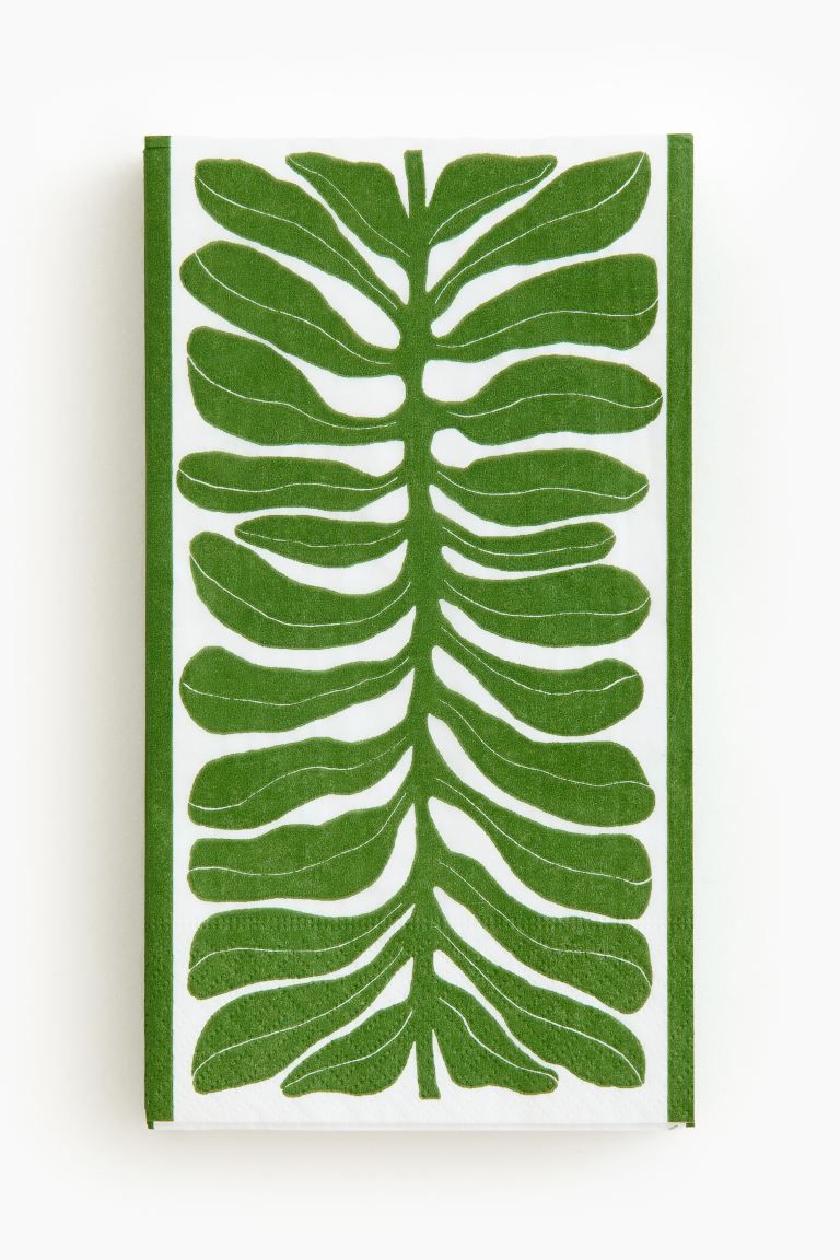 15-pack Paper Napkins - Green/leaf - Home All | H&M US | H&M (US + CA)