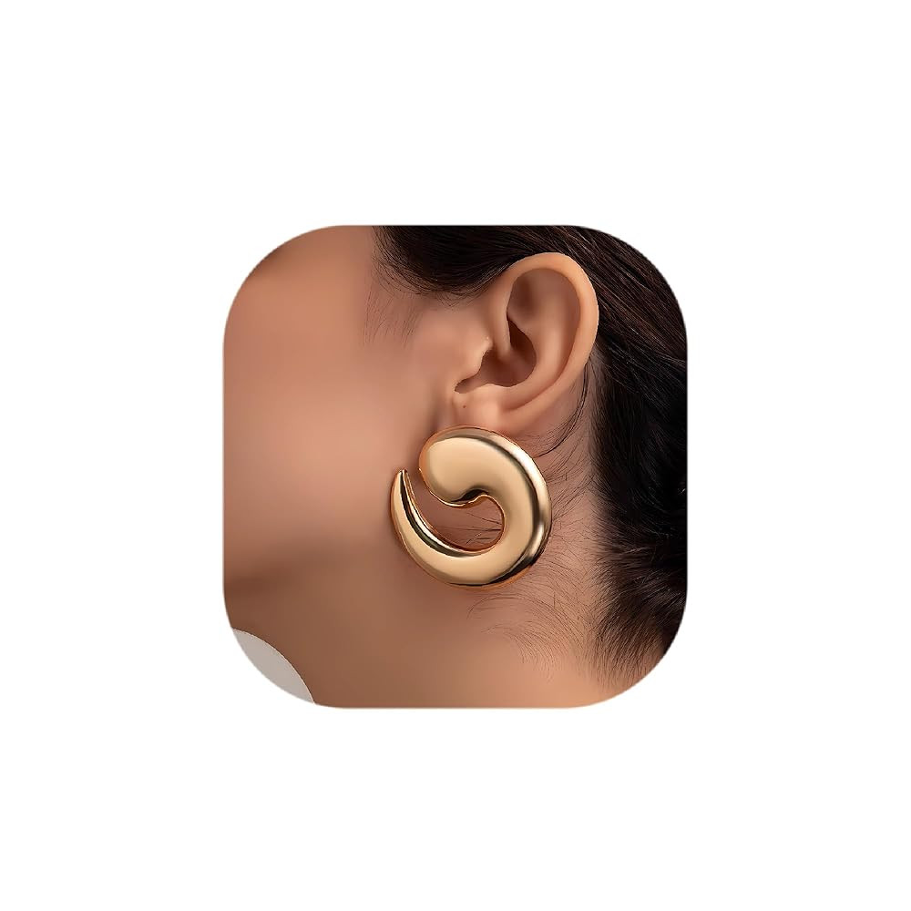 Statement Earrings for Women Chunky Gold Earrings Big Spiral Earrings Large Swirl Earrings Geomet... | Amazon (US)