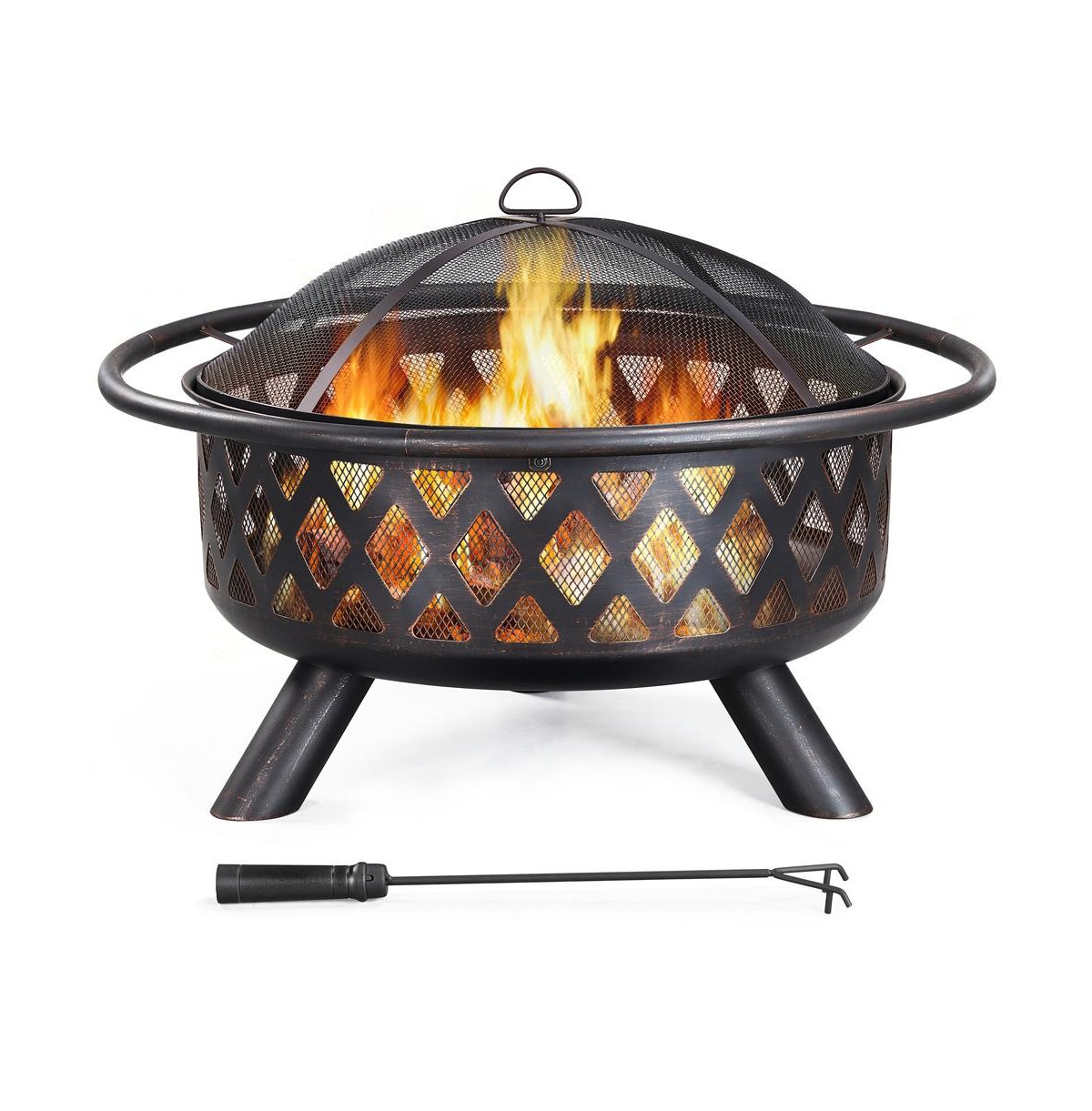 Yaheetech Rounded Outdoor Iron Fire Pit Wood Burning Heating for Bonfire - Black | Macy's