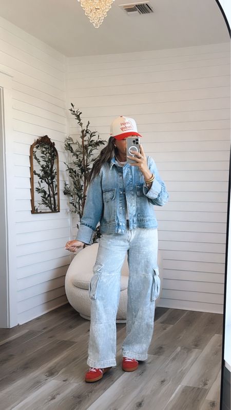 OOTD 
This denim jacket is my favorite ever. I have a small. Jeans are a size 4 
Tee size 6 
Shoes I size down one whole sizee

#LTKover40 #LTKstyletip #LTKshoecrush