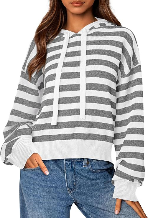 PRETTYGARDEN Hoodies for Women Fall Fashion 2026 Striped Pullover Sweaters Casual Long Sleeve Top... | Amazon (US)